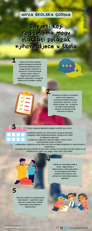 INFOGRAFIKA: Savjeti koji roditeljima mogu olakšati polazak njihove djece u školu