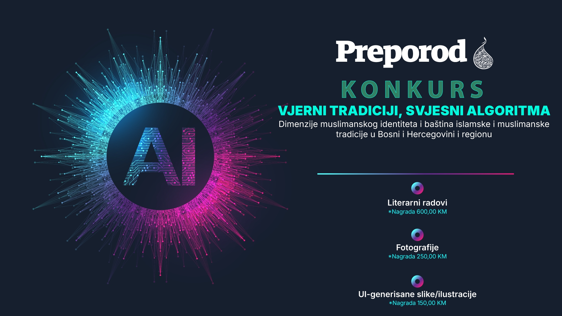 Vjerni tradiciji, svjesni algoritma: Konkurs za literarne radove, fotografije i UI-generisane slike/ilustracije povodom 55. godišnjice IIN Preporod