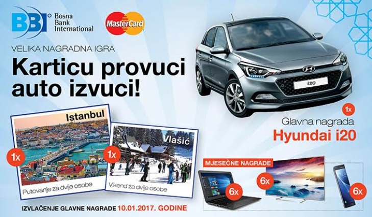 Učestvujte u nagradnoj igri BBI Banke i Mastercard i osvojite Hyundai i20