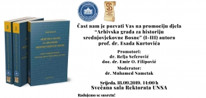 Promocija djela: &quot;Arhivska građa za historiju srednjovjekovne Bosne&quot;